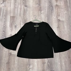 Top, Black, Bell Sleeves